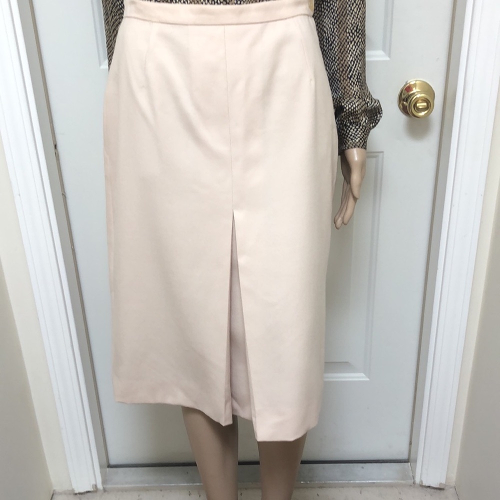 Gorgeous VTG Beige Ballantyne Midi Pleated Skirt Pure New Wool Preppy Elegant